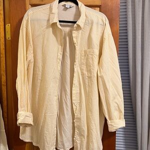 Old Navy Yellow Striped Button-Up Shirt